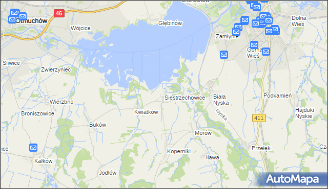 mapa Siestrzechowice, Siestrzechowice na mapie Targeo