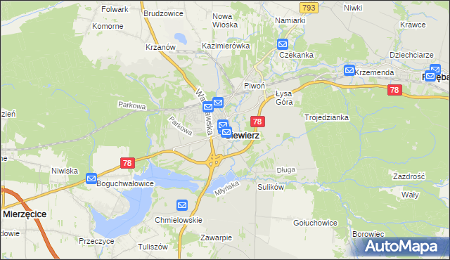 mapa Siewierz, Siewierz na mapie Targeo