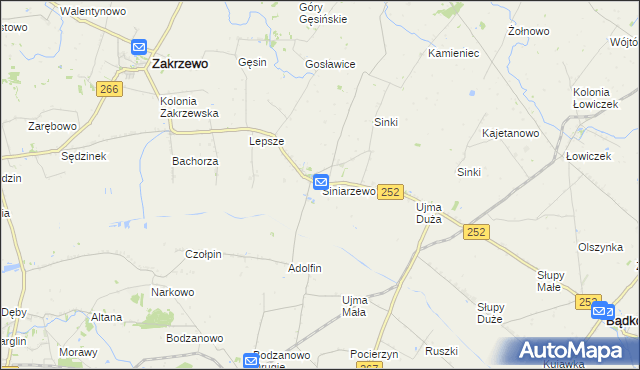 mapa Siniarzewo, Siniarzewo na mapie Targeo