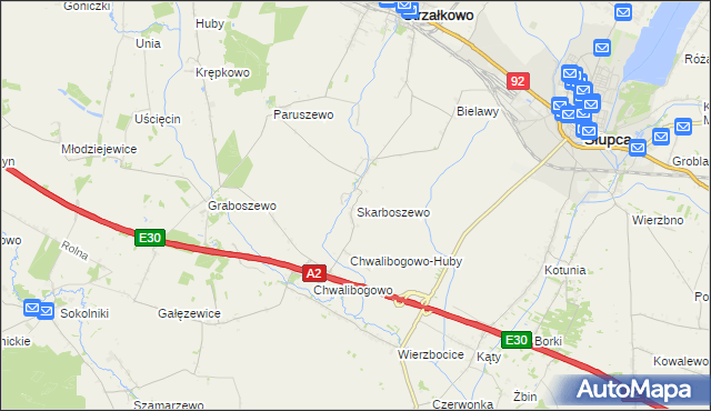 mapa Skarboszewo gmina Strzałkowo, Skarboszewo gmina Strzałkowo na mapie Targeo