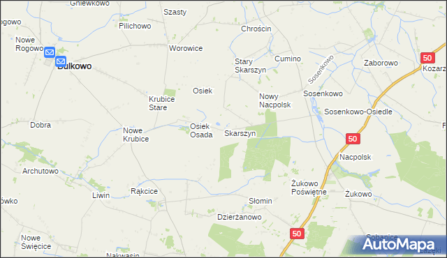 mapa Skarszyn gmina Naruszewo, Skarszyn gmina Naruszewo na mapie Targeo