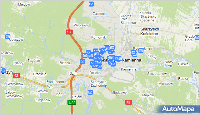 mapa Skarżysko-Kamienna, Skarżysko-Kamienna na mapie Targeo