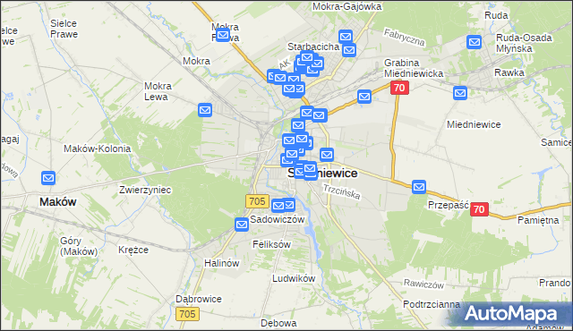 mapa Skierniewic, Skierniewice na mapie Targeo