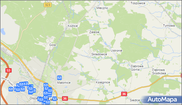 mapa Składowice, Składowice na mapie Targeo