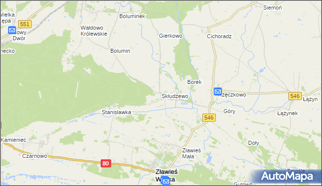 mapa Skłudzewo, Skłudzewo na mapie Targeo