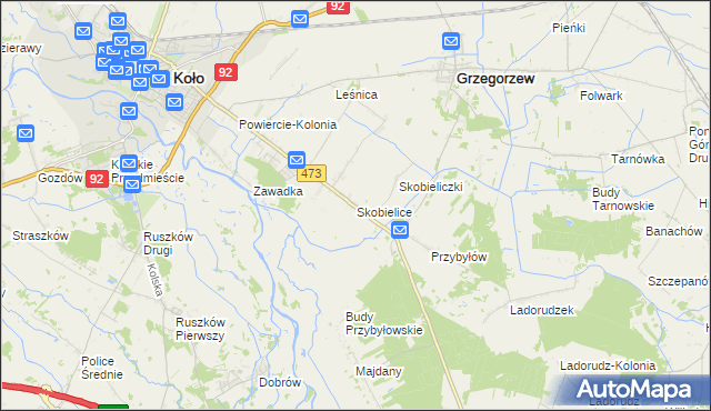 mapa Skobielice, Skobielice na mapie Targeo