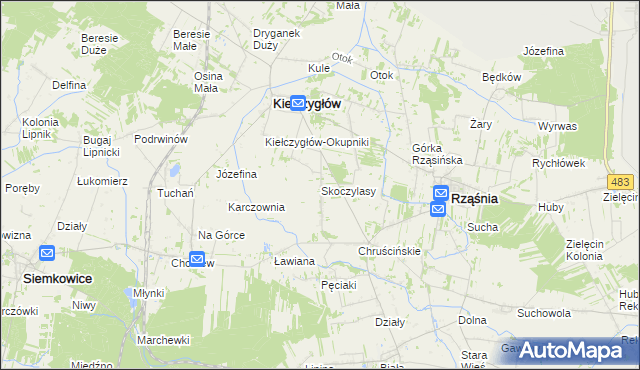 mapa Skoczylasy, Skoczylasy na mapie Targeo