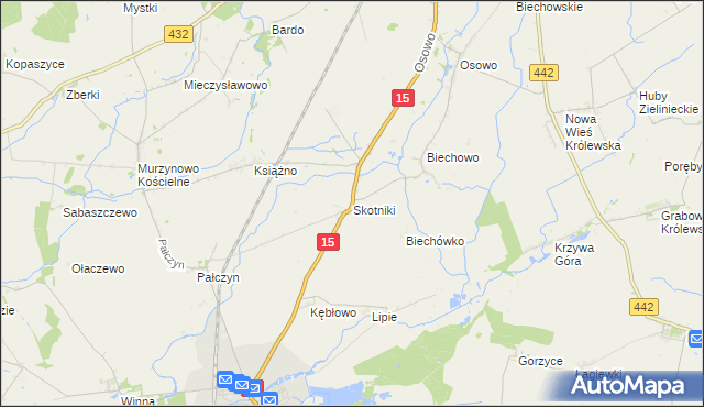 mapa Skotniki gmina Miłosław, Skotniki gmina Miłosław na mapie Targeo