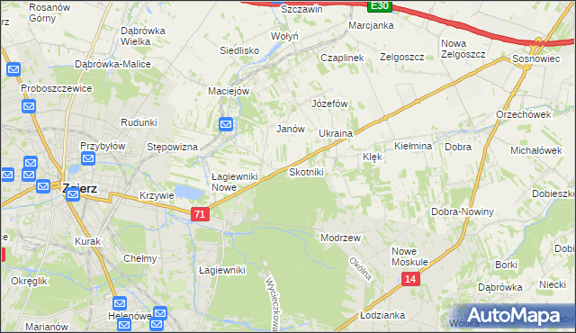 mapa Skotniki gmina Zgierz, Skotniki gmina Zgierz na mapie Targeo