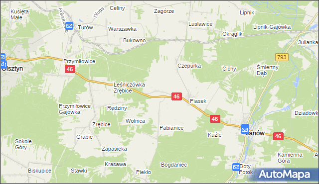 mapa Skowronów gmina Janów, Skowronów gmina Janów na mapie Targeo
