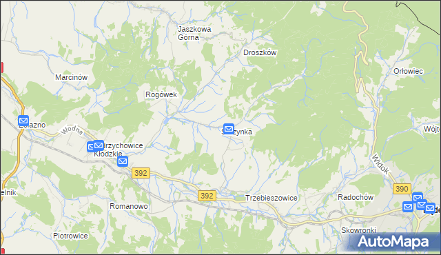 mapa Skrzynka gmina Lądek-Zdrój, Skrzynka gmina Lądek-Zdrój na mapie Targeo