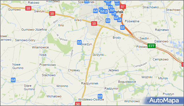 mapa Skrzynki gmina Płońsk, Skrzynki gmina Płońsk na mapie Targeo