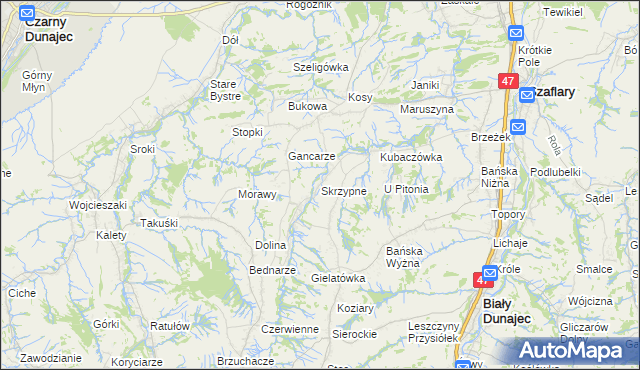 mapa Skrzypne, Skrzypne na mapie Targeo