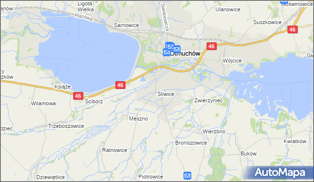 mapa Śliwice gmina Otmuchów, Śliwice gmina Otmuchów na mapie Targeo