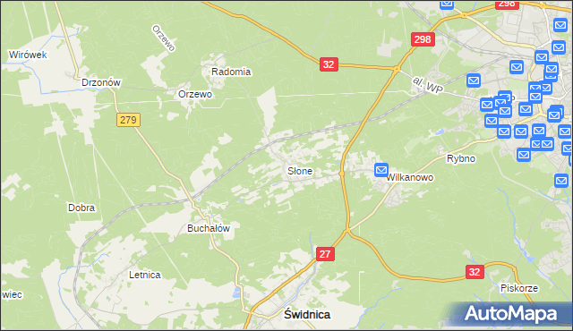 mapa Słone gmina Świdnica, Słone gmina Świdnica na mapie Targeo