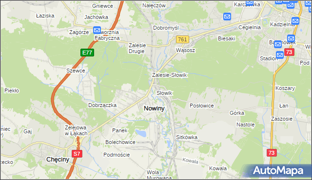 mapa Słowik gmina Sitkówka-Nowiny, Słowik gmina Sitkówka-Nowiny na mapie Targeo