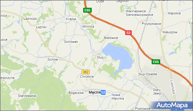 mapa Słup gmina Męcinka, Słup gmina Męcinka na mapie Targeo