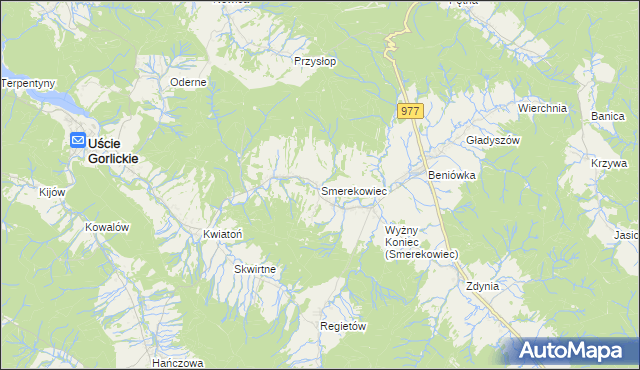 mapa Smerekowiec, Smerekowiec na mapie Targeo