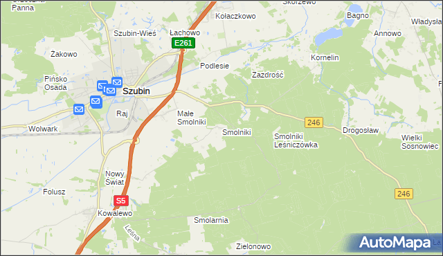mapa Smolniki gmina Szubin, Smolniki gmina Szubin na mapie Targeo