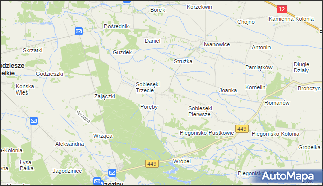 mapa Sobiesęki Drugie, Sobiesęki Drugie na mapie Targeo