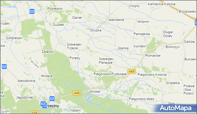 mapa Sobiesęki Pierwsze, Sobiesęki Pierwsze na mapie Targeo