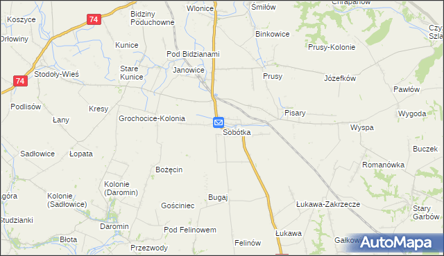 mapa Sobótka gmina Ożarów, Sobótka gmina Ożarów na mapie Targeo