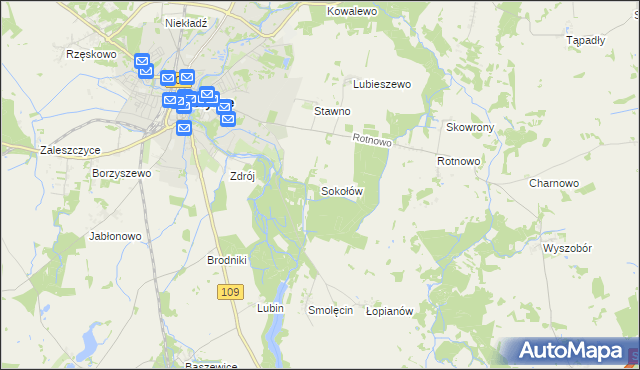 mapa Sokołów gmina Gryfice, Sokołów gmina Gryfice na mapie Targeo