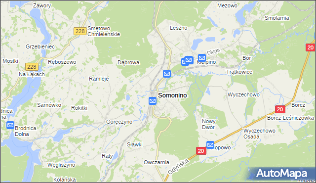 mapa Somonino, Somonino na mapie Targeo