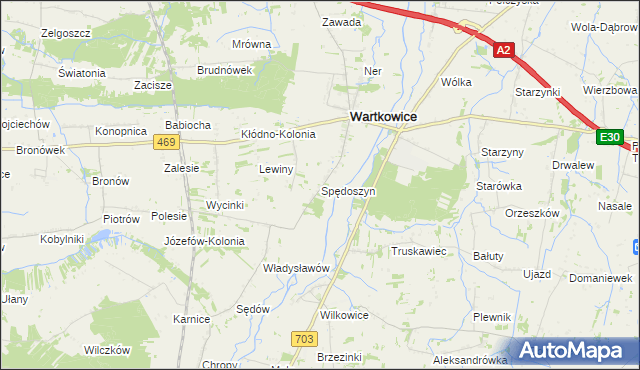 mapa Spędoszyn, Spędoszyn na mapie Targeo