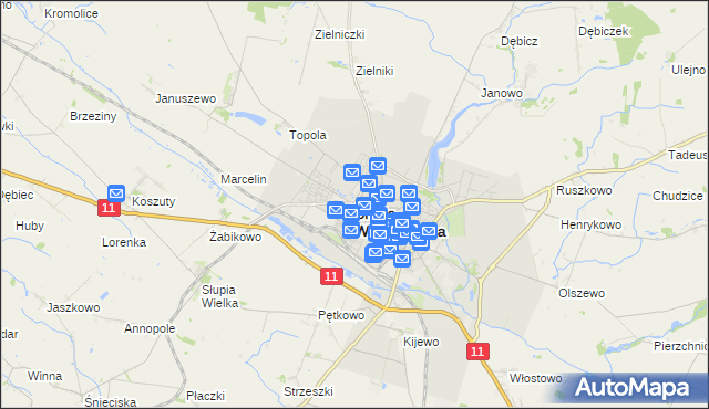 mapa Środa Wielkopolska, Środa Wielkopolska na mapie Targeo