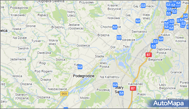 mapa Stadła, Stadła na mapie Targeo