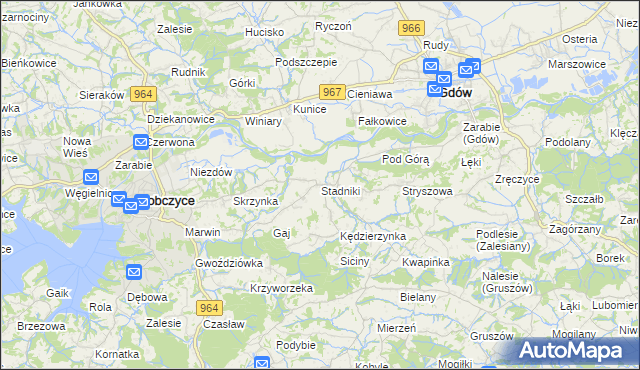 mapa Stadniki gmina Dobczyce, Stadniki gmina Dobczyce na mapie Targeo