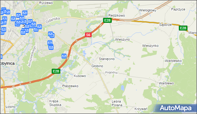 mapa Stanięcino, Stanięcino na mapie Targeo