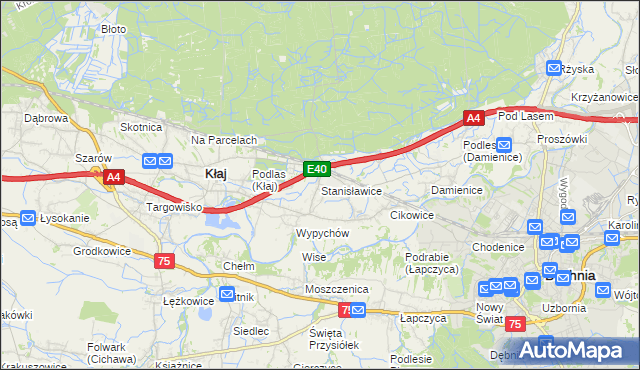mapa Stanisławice gmina Bochnia, Stanisławice gmina Bochnia na mapie Targeo