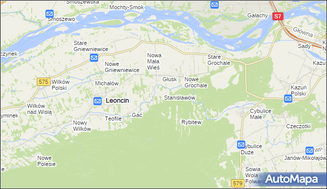 mapa Stanisławów gmina Leoncin, Stanisławów gmina Leoncin na mapie Targeo