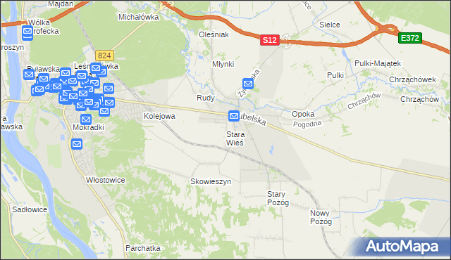 mapa Stara Wieś gmina Końskowola, Stara Wieś gmina Końskowola na mapie Targeo