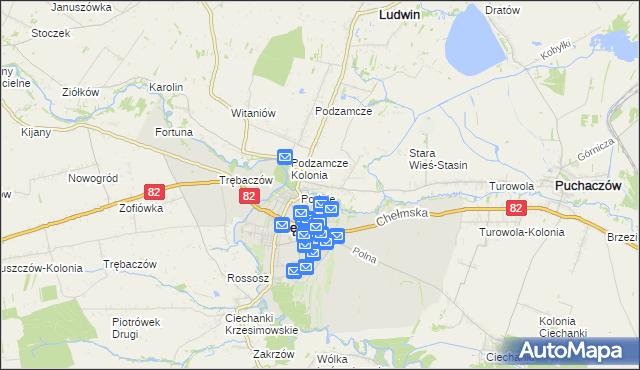 mapa Stara Wieś gmina Łęczna, Stara Wieś gmina Łęczna na mapie Targeo