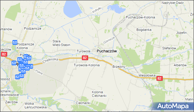 mapa Stara Wieś gmina Puchaczów, Stara Wieś gmina Puchaczów na mapie Targeo