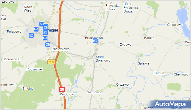 mapa Stare Bojanowo, Stare Bojanowo na mapie Targeo