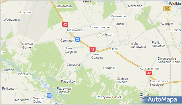 mapa Stare Gajęcice, Stare Gajęcice na mapie Targeo