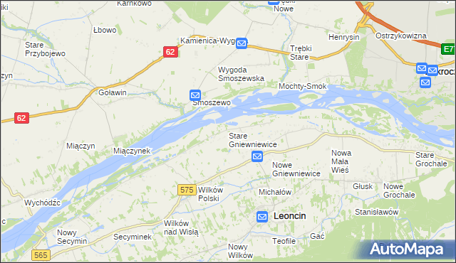 mapa Stare Gniewniewice, Stare Gniewniewice na mapie Targeo