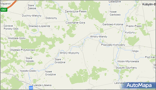mapa Stare Wnory, Stare Wnory na mapie Targeo