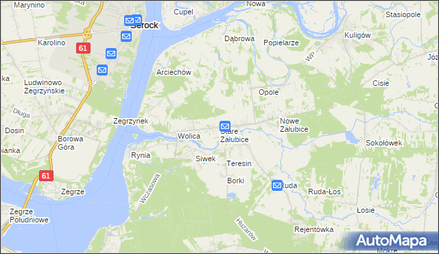 mapa Stare Załubice, Stare Załubice na mapie Targeo