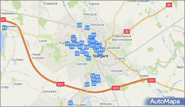 mapa Stargard, Stargard na mapie Targeo