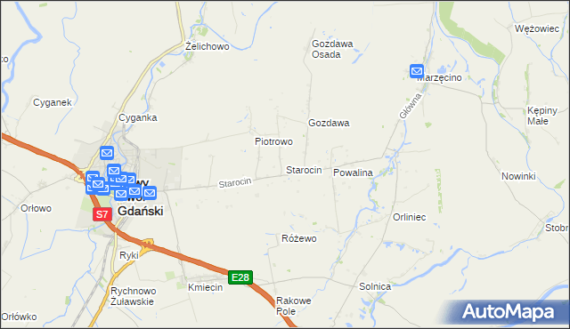 mapa Starocin, Starocin na mapie Targeo