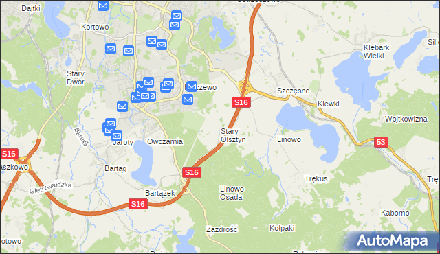 mapa Stary Olsztyn, Stary Olsztyn na mapie Targeo