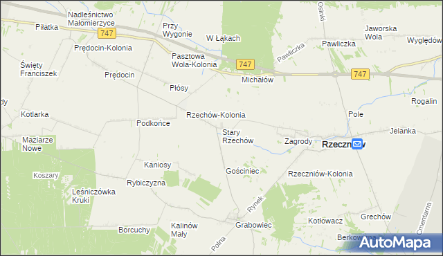 mapa Stary Rzechów, Stary Rzechów na mapie Targeo