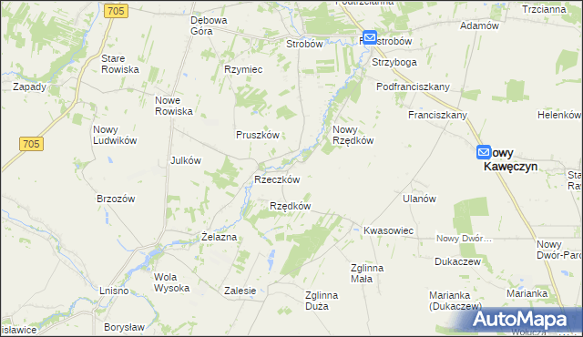 mapa Stary Rzędków, Stary Rzędków na mapie Targeo