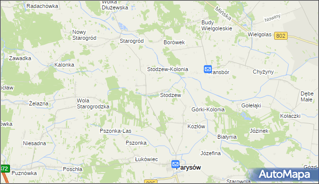 mapa Stodzew, Stodzew na mapie Targeo