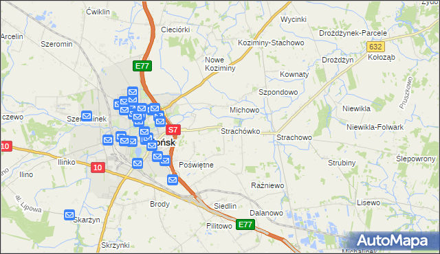 mapa Strachówko, Strachówko na mapie Targeo